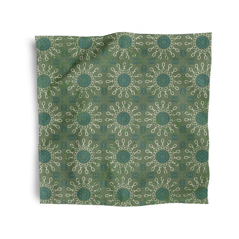 Polyester Floral Square Napkin, Green