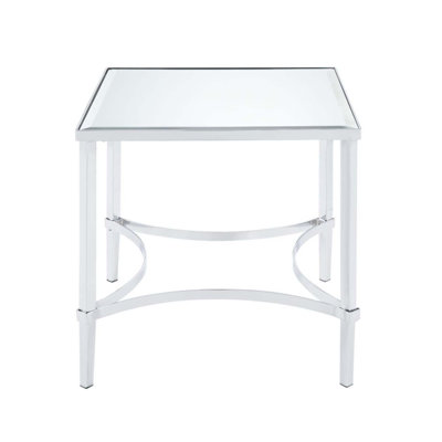 Square End Table, Chrome & Mirror