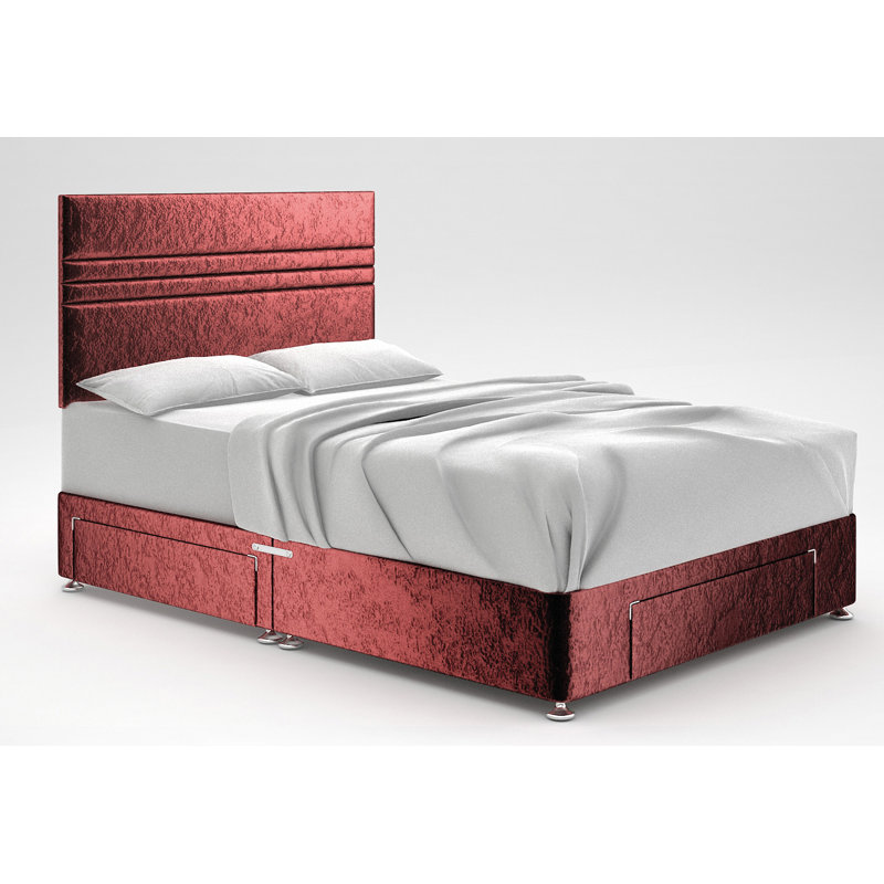 Ostara Upholstered Bed, 2 Drawers Same Side, Mulberry, Small Single (2'6)