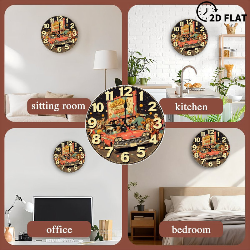 Horloge de voiture rétro, décoration murale rétro classique
