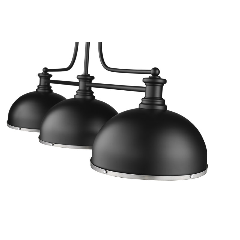 Lustre linéaire moderne à 3 lumières Eraste, Noir mat / nickel brossé