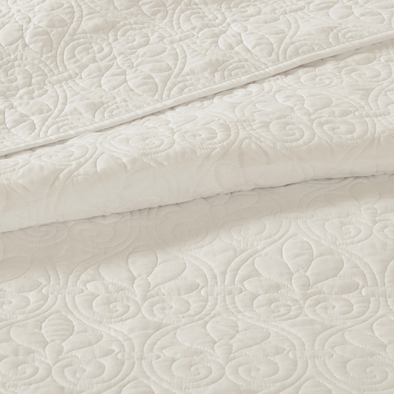 Couvre-lit très grand réversible crème - Rembourrage en coton prélavé pour un sommeil relaxant