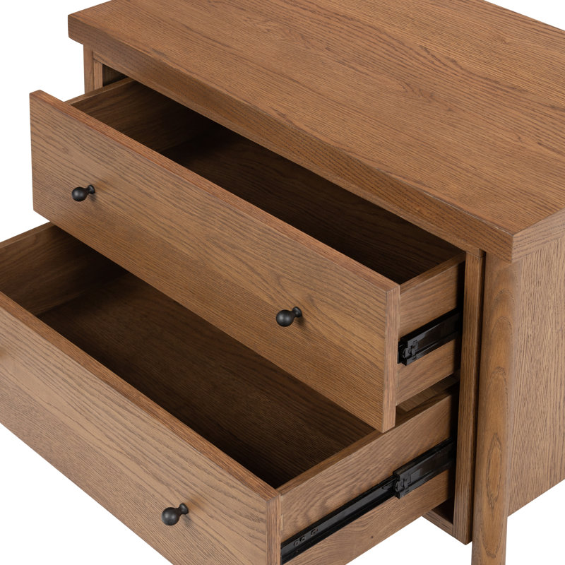 Table de chevet 2 tiroirs Linda, Brun