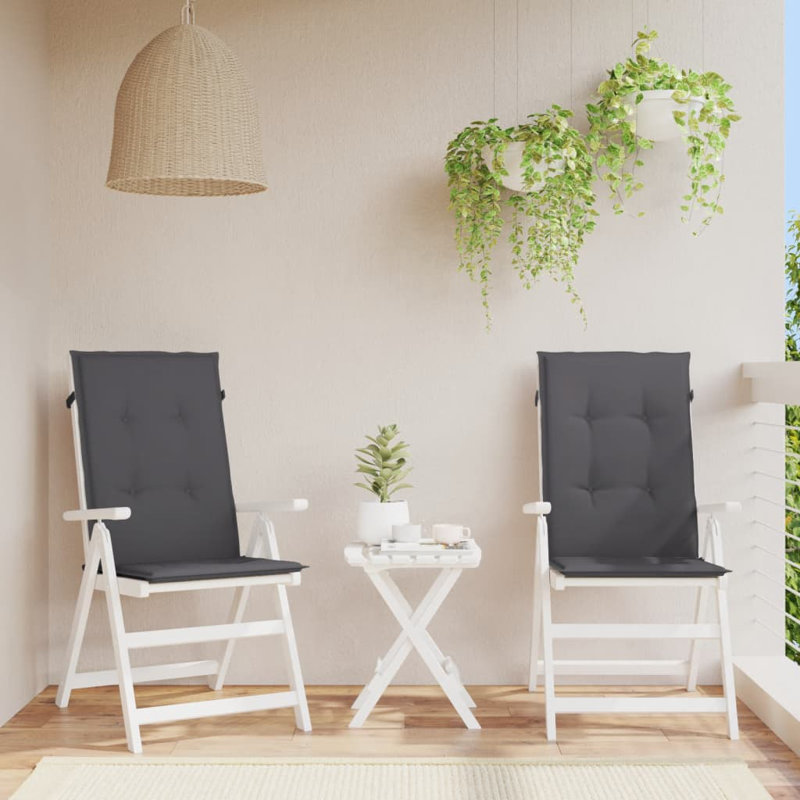 Ensemble de 2 coussins de chaise d'extérieur 100% polyester anthracite Highback, Anthracite