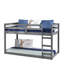 Lit mezzanine simple gris en pin massif, système de support à 13 lattes, pour améliorer le confort et le style du matelas, accessibilité