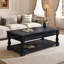 Table basse polyvalente à plateau relevable noir vieilli avec tablettes et plateaux de rangement-340295081