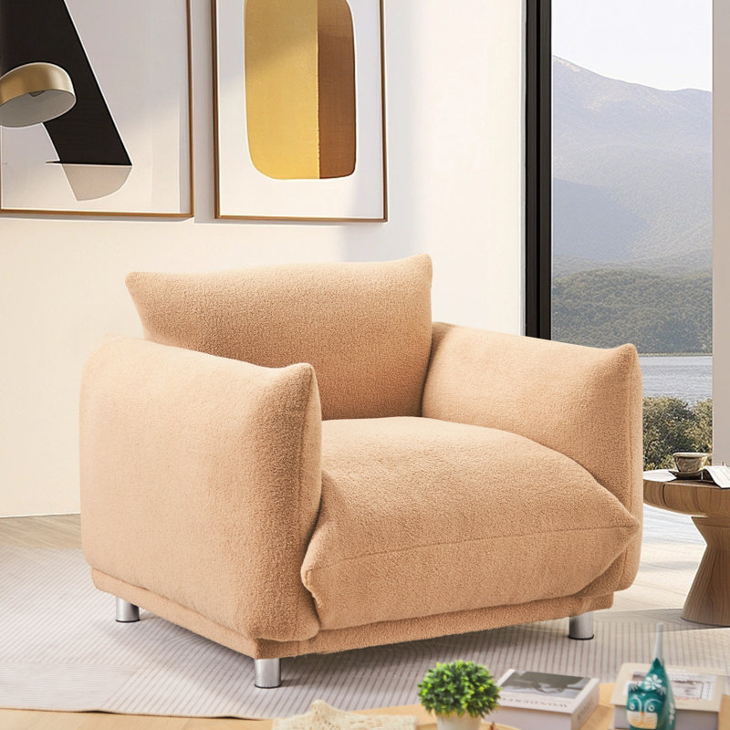 Fauteuil en laine de 37 po de largeur Jaia, Laine chameau