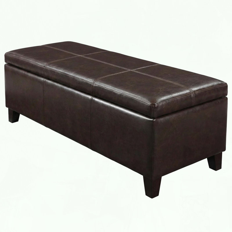 Rectangle Storage Ottoman with Child-Safe Hinge and Solid Wood Construction