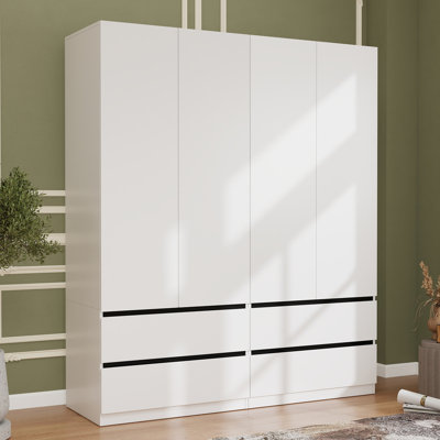 75" Armoire Wardrobe Closet With 4 Drawers(set Of 2)