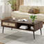 Table basse de style Mid-Century moderne, console rectangulaire de 47 pouces avec tiroir et tablette, table basse en bois pour salon, bureau, noyer