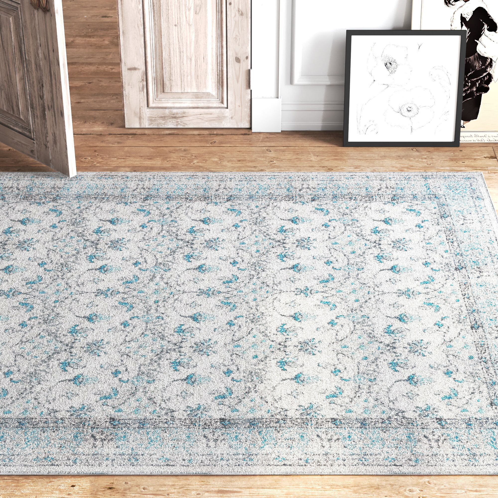 Large Royal Blue Rug / Area Rugs / Scandinavian Rug / Soft Rug / Living Room Rug / Entryway Rug discount / Bedroom Rug / Farmhouse Rug / Cotton Rug