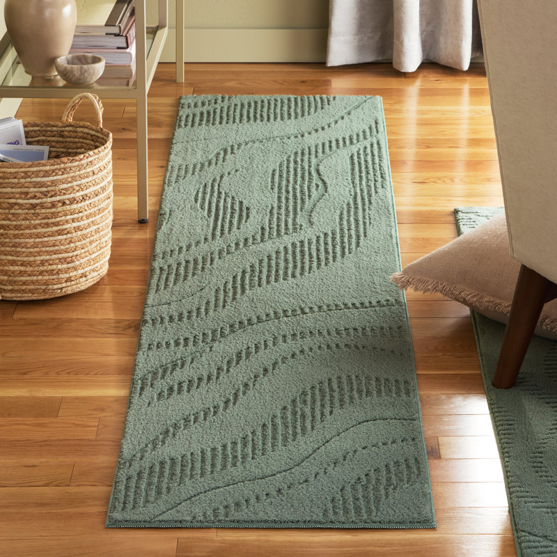 TOWN & COUNTRY EVERYDAY Lane Everwash® Machine Washable Area Rug 1'7x7'2 Sage Green, Runner 1'7" x 7'2"