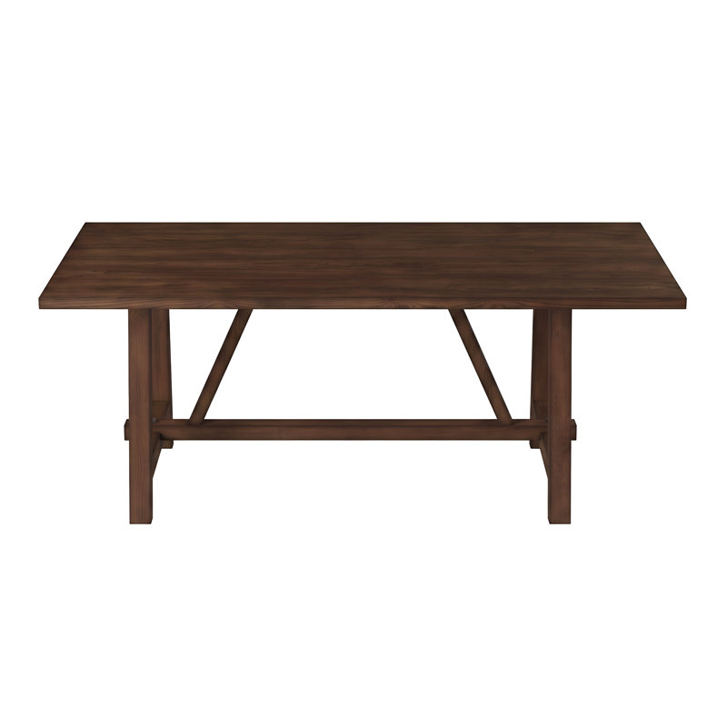 Table de salle à manger rectangulaire à tréteaux en chêne foncé de style campagnard