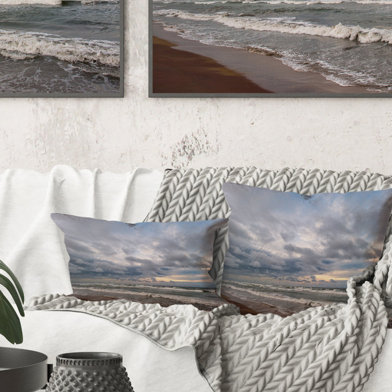 Coussin Pastek Sunset Sky Over Calm Sea II - imprimé nautique et côtier, 16 po x 16 po