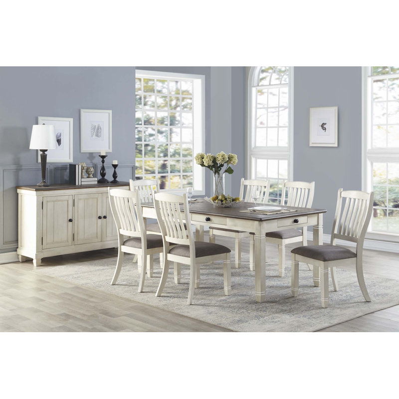 Antique White Finish Dining 7Pc Set Table
