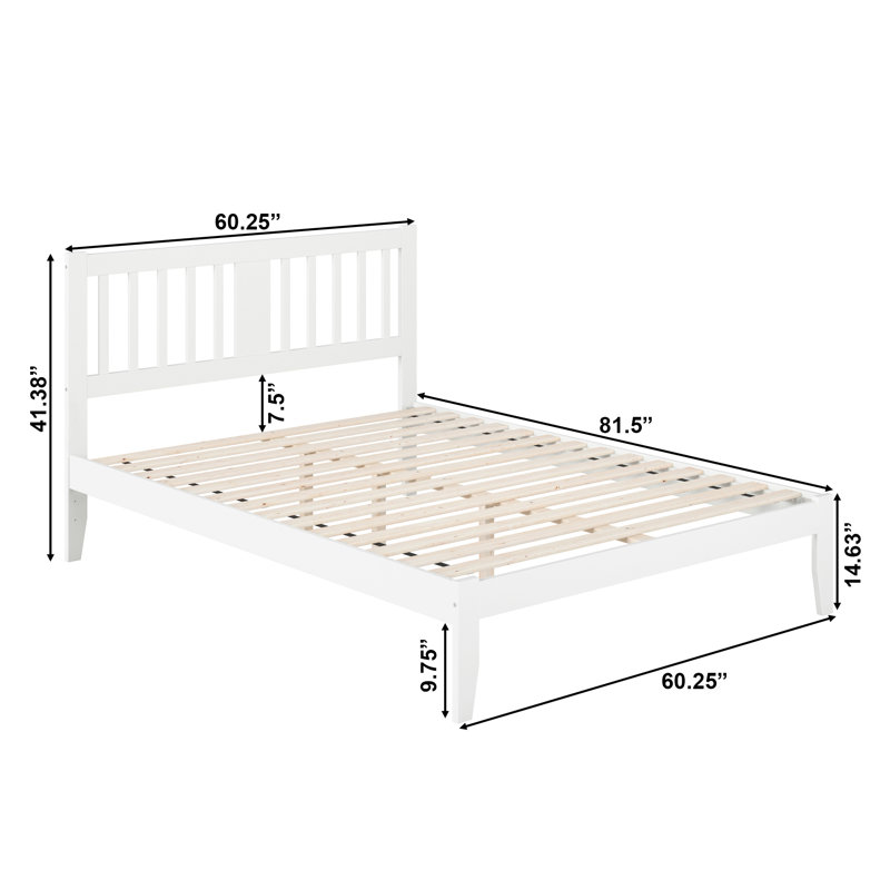 Lit plateforme en bois massif Zosia, Blanc, Grand