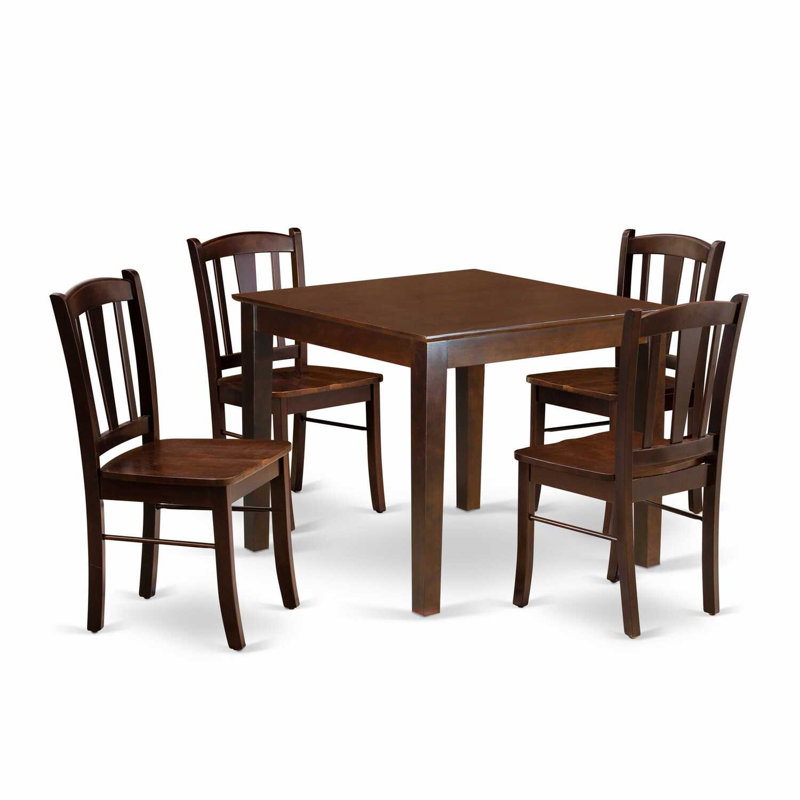 Ensemble de mobilier de salle à manger 5 pièces comprenant une table de cuisine carrée et 4 chaises de salle à manger, acajou