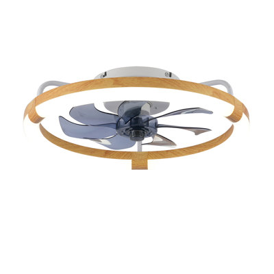 Ventilateurs de plafond 20 po avec ensemble, source de lumière DEL et télécommande, ventilateur DEL encastré moderne à intensité variable 3000-6500K, 6 vitesses, moteur à courant continu silencieux pour le salon, la chambre à coucher, la cuisine - blanc mat + bois