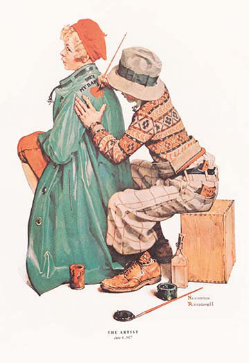 « the peintre » par norman rockwell, reproduction d’art, H 30 po x l 20 po x P 1,5 po
