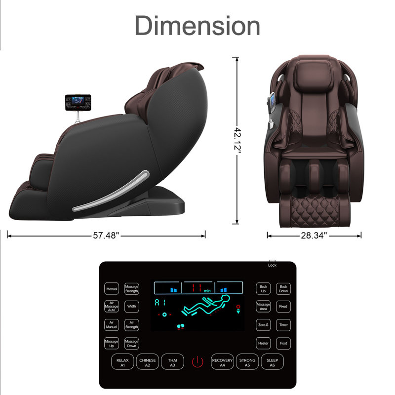Vegan Leather Heated Massage Chair with 3D SL Track, Brown
