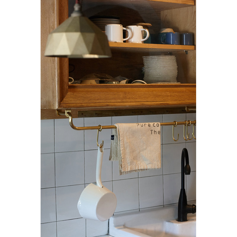 Rustic Solid Brass Kitchen Utensil Rail