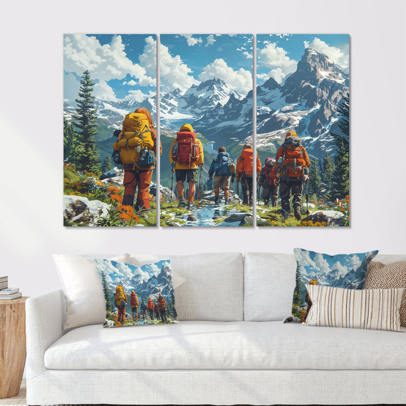The Appalachian Mountain Trail Hike II - ensemble d'art mural de randonnée, Métal métal, H 40 po x l 60 po x P 1 po