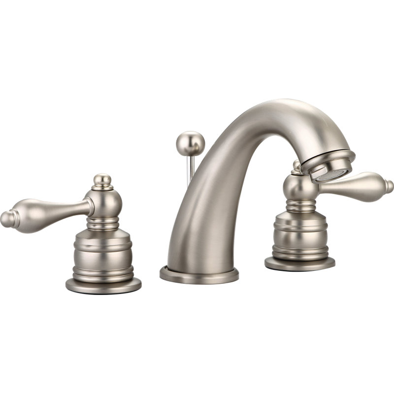 Castille Widespread 2-handle Bathroom Faucet with Drain Assembly, Brushed Nickel