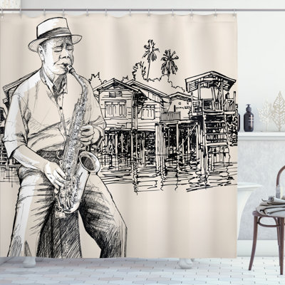 Ensemble de rideau de douche jazz saxophonist sketch Music