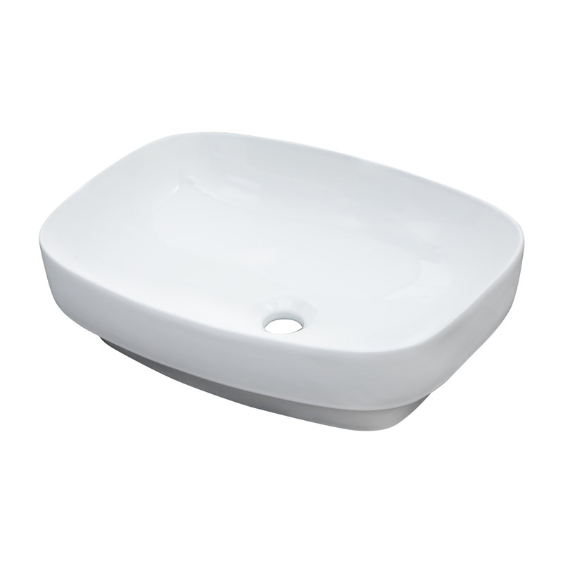 Lavabo de salle de bain semi-encastré en céramique blanc L 20 po x l 15 po x H 5 po