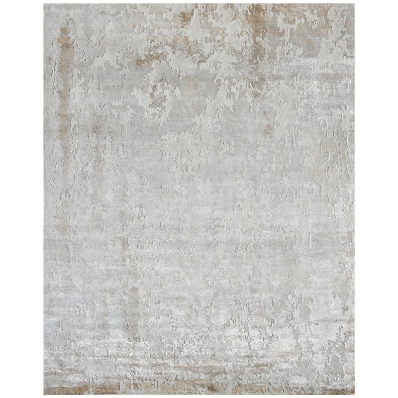 Tapis ivoire et beige noué à la main de haute qualité, Rectangulaire 8 pi x 10 pi