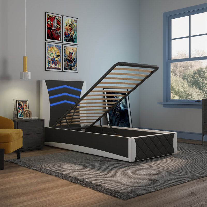 Cyrelle Upholstered Ottoman Storage Bed, White