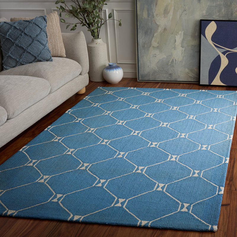 Asbed Hand Tufted Wool Geometric Rug, Rectangle 5' x 8'