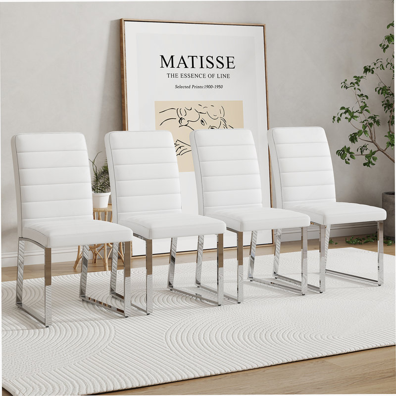Ensemble de 4 chaises robustes: coussin de 2,1 po d'épaisseur, structure en fer, parfait pour la maison ou le bureau. Couleurs classiques, bon rapport qualité-prix