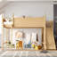 Grand lit mezzanine avec tablettes de rangement et garde-robe, lits mezzanine en bois massif avec glissières et échelles amovibles, aucune boîte à ressorts nécessaire (protection par brevet)-2067236609