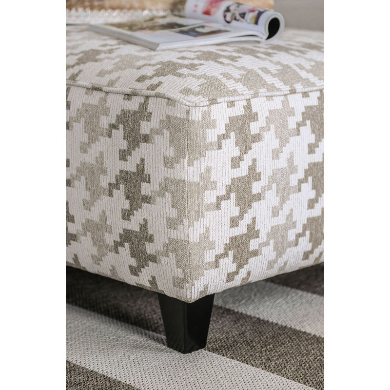 38.5" W Transitional Ottoman, Light Gray/Pattern