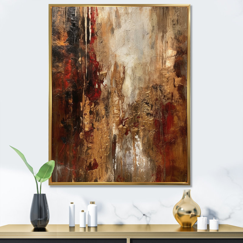 Révélations italiennes anciennes en or et rouge - reproduction d'art sur toile, H 40 po x l 30 po x P 1,5 po