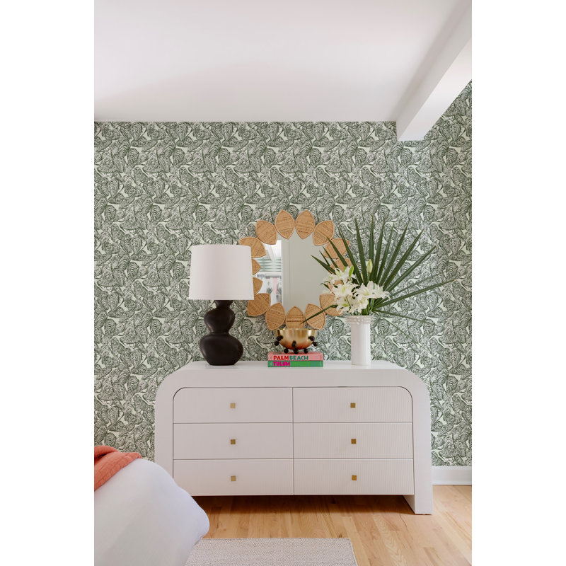 Bull’s Bay Oysters Dune Veil Wallpaper by Megan Molten, Green, Premium Paper, Non-Pasted