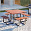Ensemble de table de pique-nique carrée en bois massif (80,8 po x 80,8 po x 30,3 po) avec bancs intégrés, capacité de charge de 400 kg (882 lb), trou pour parasol.