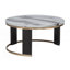 Set Of 2 Nesting Coffee Table, Faux Marble Top Round Coffee Table With Ottoman, Living Room Table