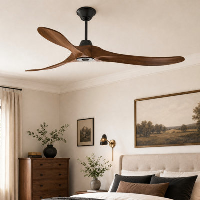 59.8" 3-Blade Solid Wood Ceiling Fan with 6-Speed Reversible DC Motor