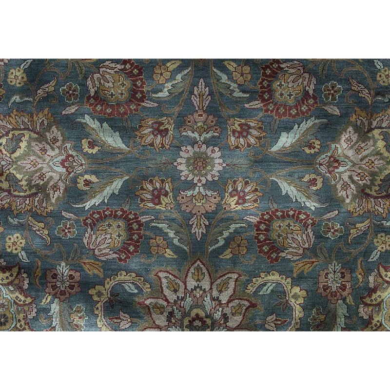 Tapis vert et rouge noué à la main de haute qualité