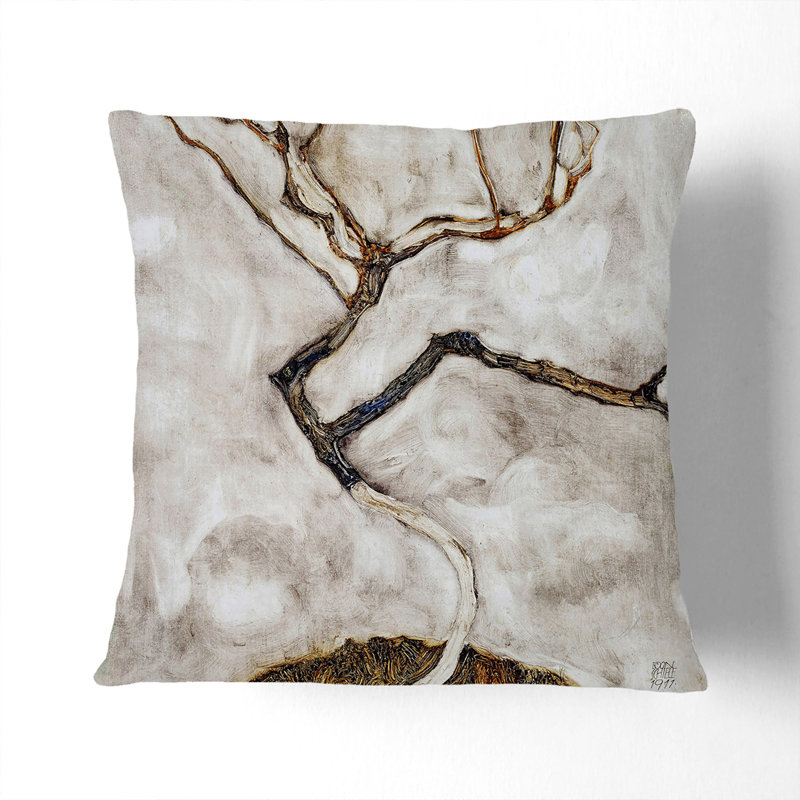 Small Tree in Late Autumn Scatter Cushion, 55cm H x 55cm W x 20cm D, Black