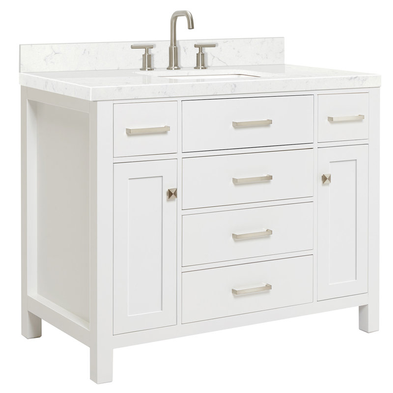 4_ARIEL Bristol 42 Single Sink Bathroom Vanity with Carrara White Quartz, White, 48"