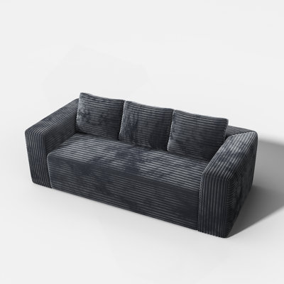 Canapé en nuage sans assemblage dans une boîte - 3 places en velours côtelé désossé, siège profond en mousse à mémoire de forme compressée, petit canapé moderne pour petits espaces / appartement