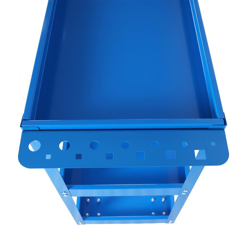 3-Tier Heavy Duty Steel Mechanic Utility Tool Cart on Wheels for Garage, Workshop, Warehouse, Blue