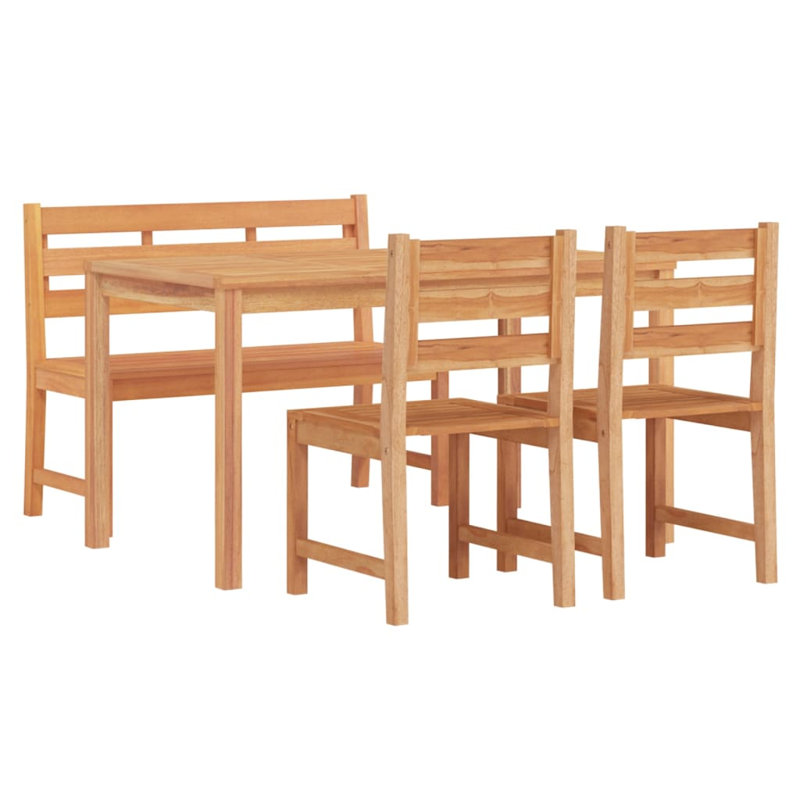 Ensemble de salle à manger 4 pièces en bois de teck massif, L 55,1 po x l 31,5 po x H 30,3 po
