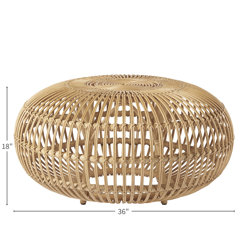 Coastal Charm Round Rattan Coffee Table, 36" Brown