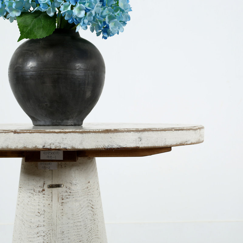 Solid Wood End Table, Off White