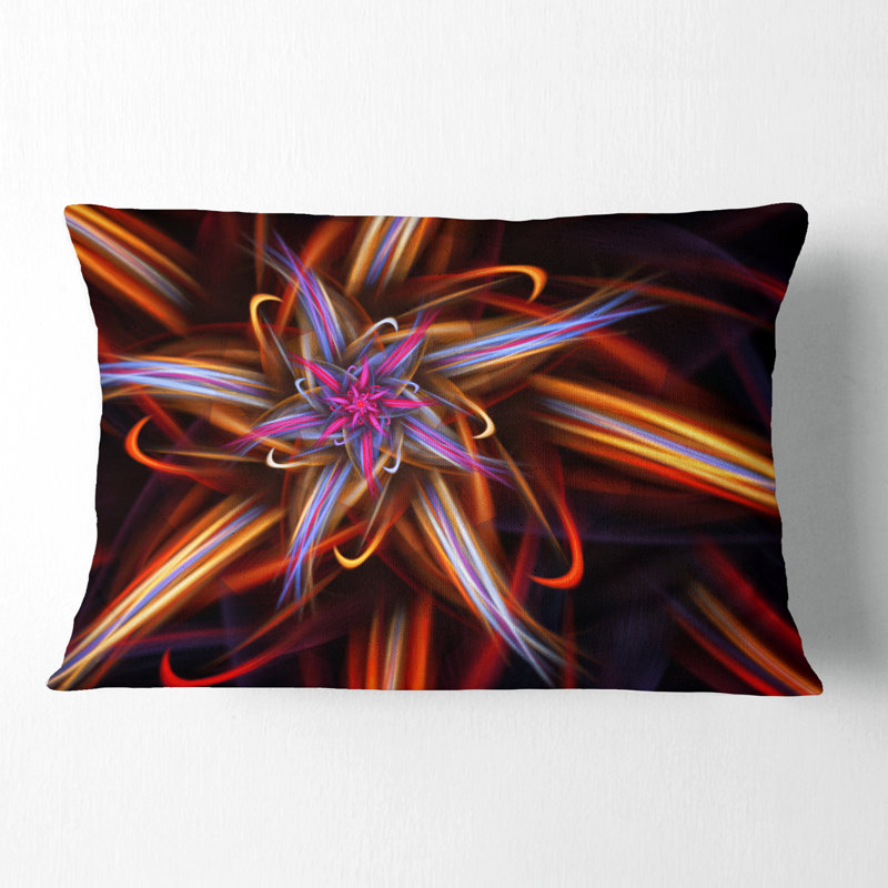 Coussin lombaire à motif fractal coloré floral