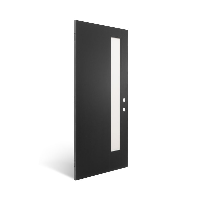 36 po X 80 po Porte d'entrée noire en fibre de verre, ouverture vers la gauche, verre givré, Gauche